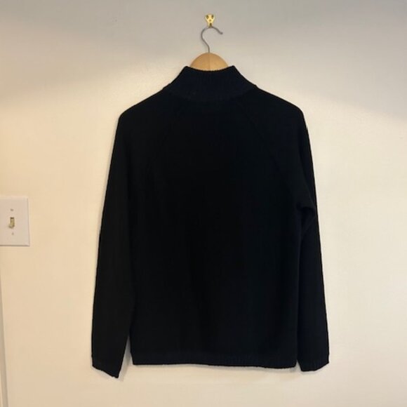 Kinross Men's Cashmere Quarter Zip in Black/Blue Sweater- Size Medium - Picture 3 of 7